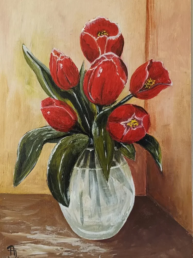 Piros tulipáncsokor