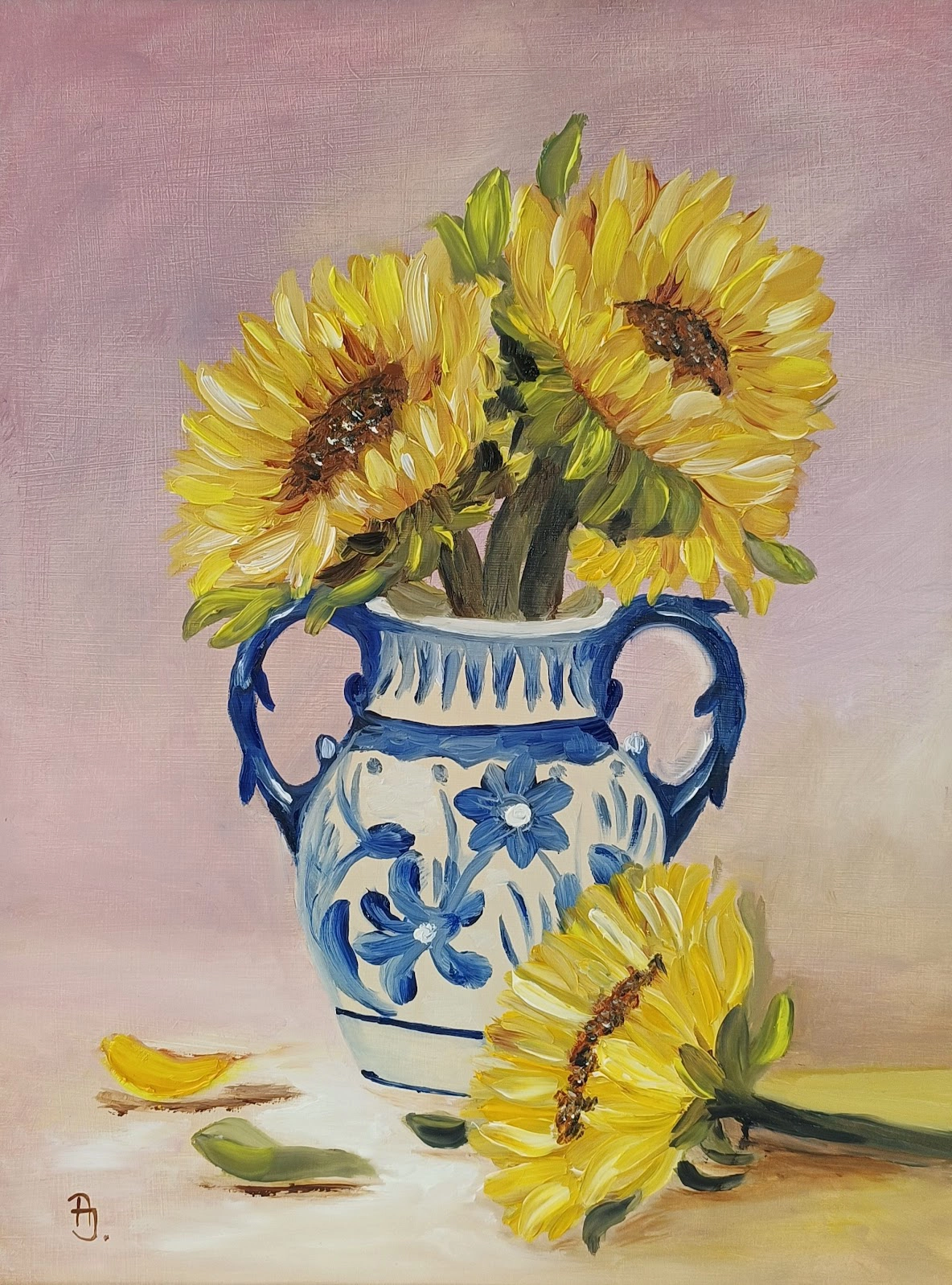 Festmény 103 - Napraforgók vázában - 2