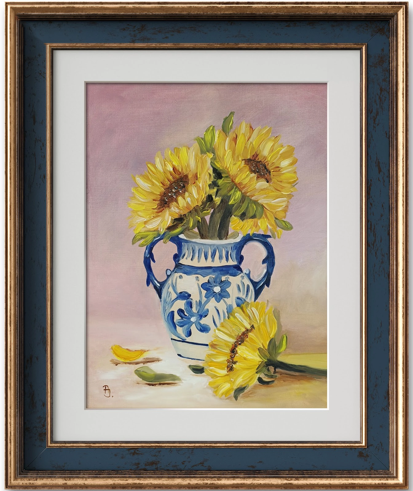 Festmény 103 - Napraforgók vázában - 3