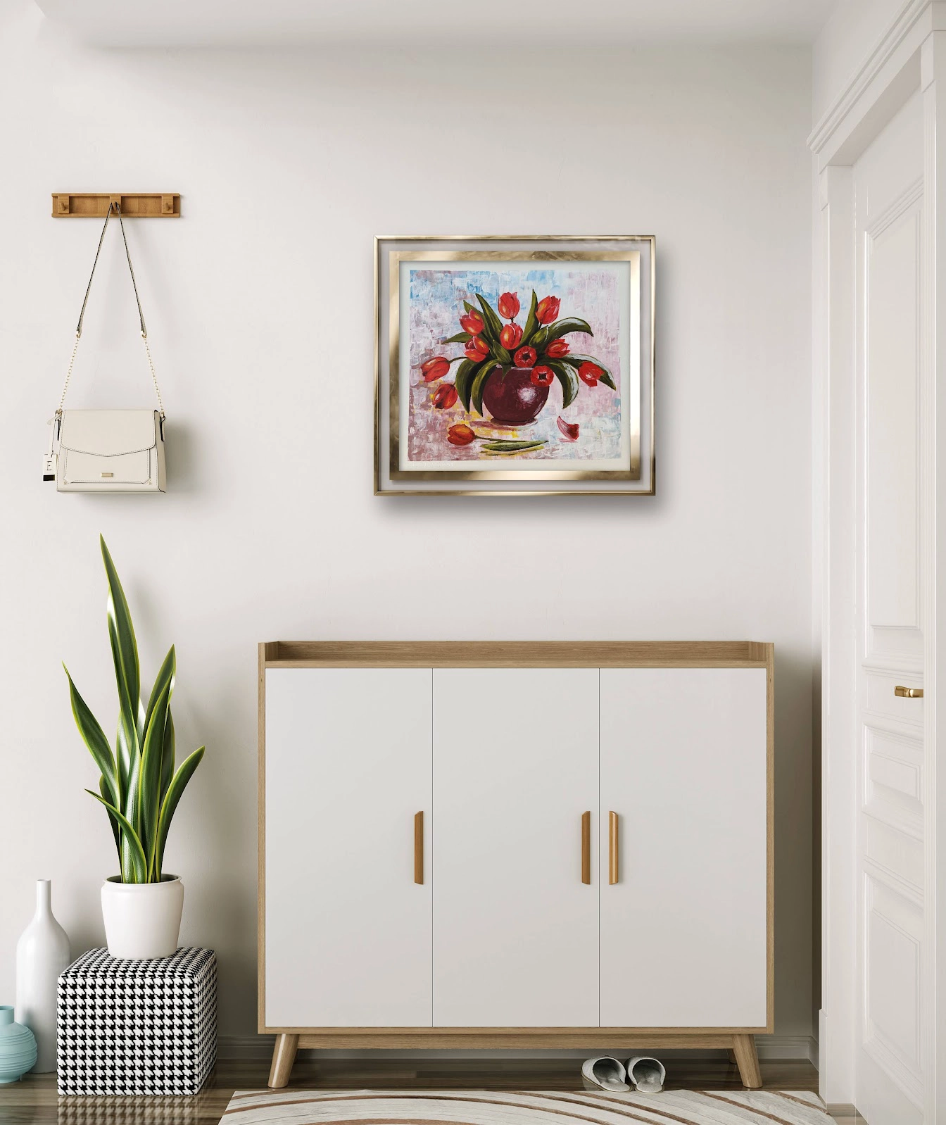 Festmény 105 - Tulipánok bordó vázában - 1