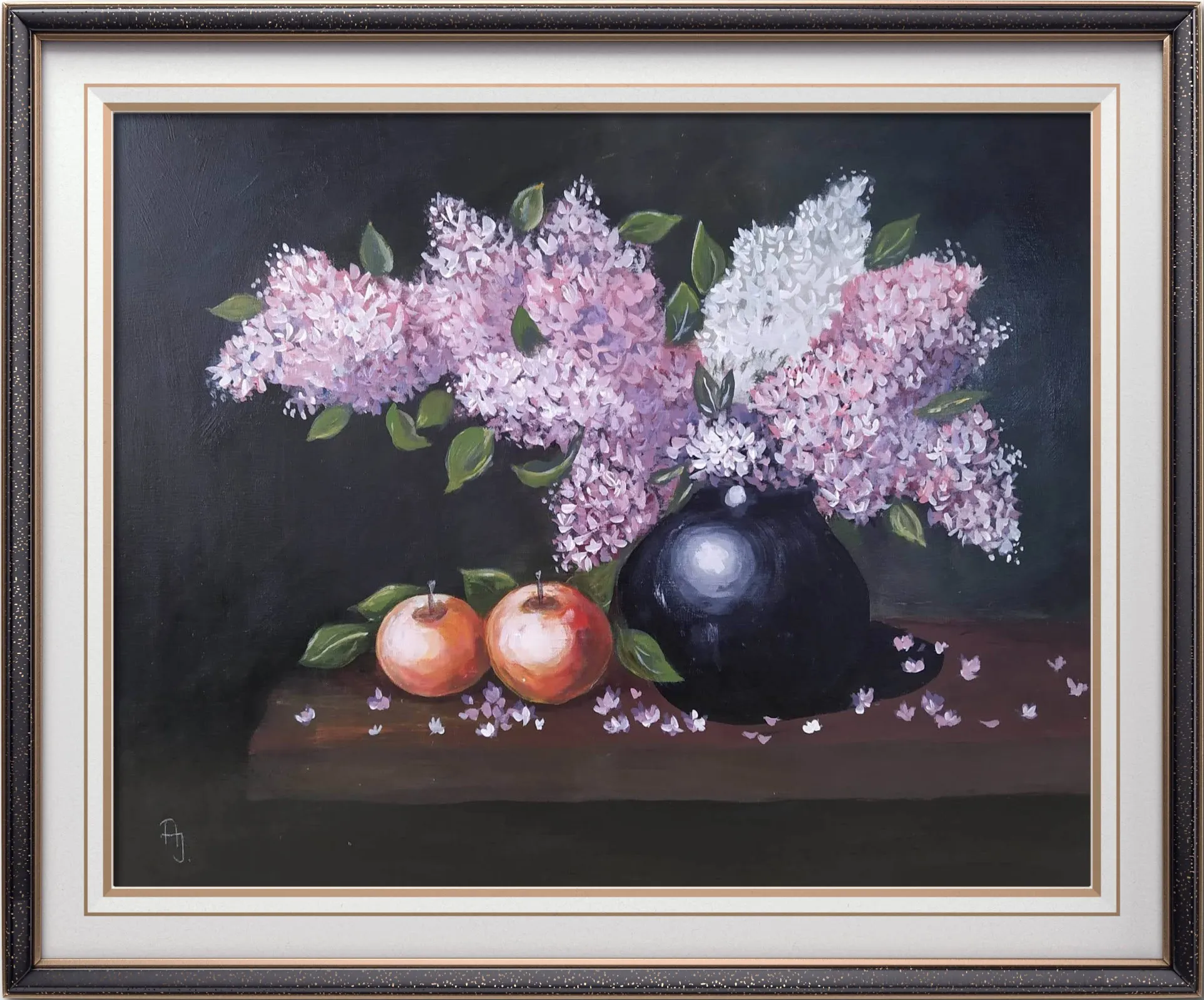 Festmény 30 - Orgona csokor almákkal - 3