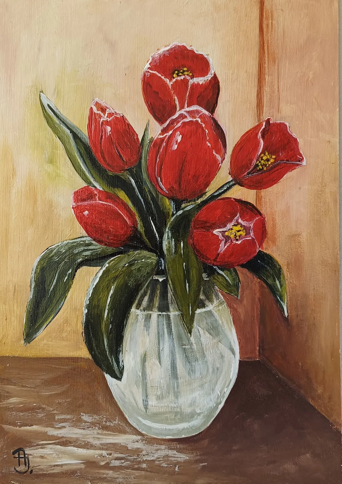 Festmény 62 - Piros tulipáncsokor - 2