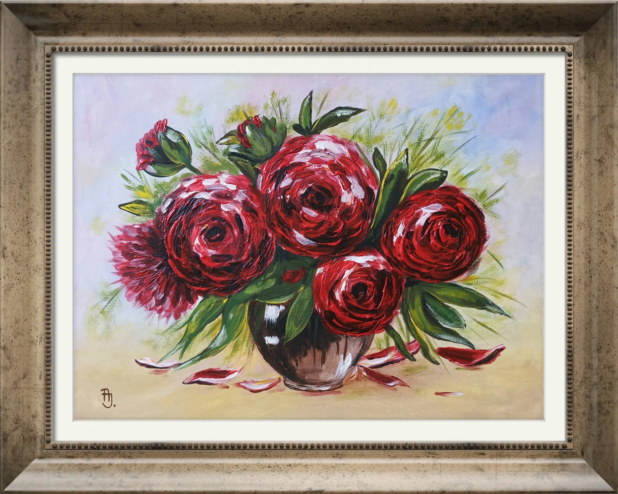 Festmény 77 -Pünkösdi rózsák vázában - 3V